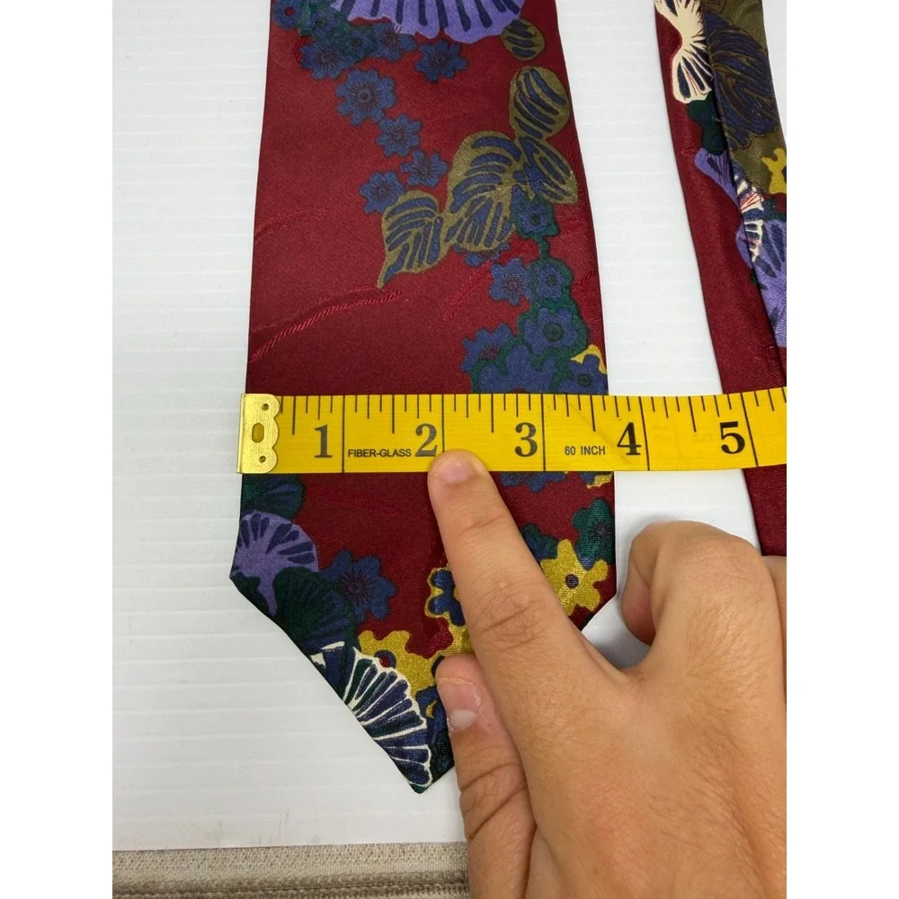 Pierre Balmain Designer Tie Men's One Size‎ Red Floral 100% Polyester Adjustable